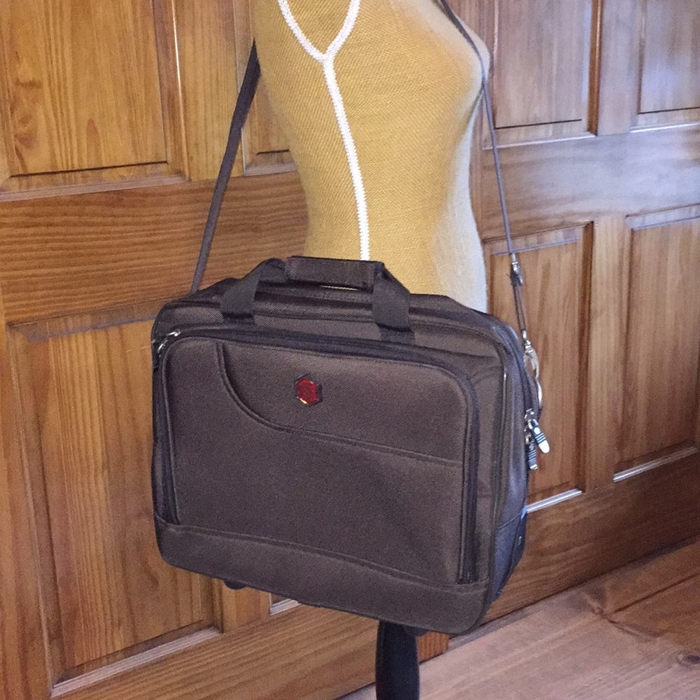 Pacific Coast Brown wheeled laptop canvas bag